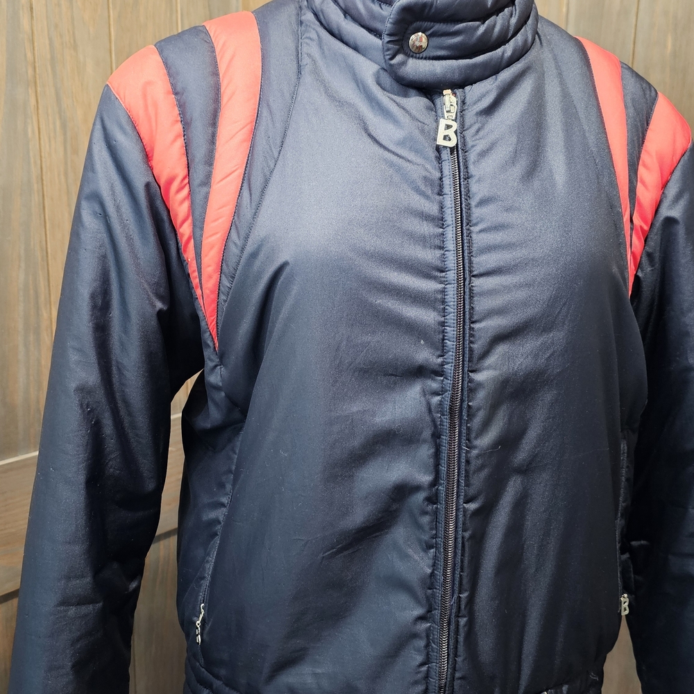 Bogner Vintage West Germany Ski Jacket Womens 48 Black Red Insulated Alpine